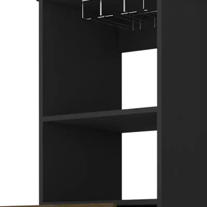 Meuble de bar traditionnel noir avec 2 tiroirs et 1 porte