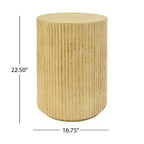 Table d'appoint cylindrique MGO, aspect bois, couleur marron antique