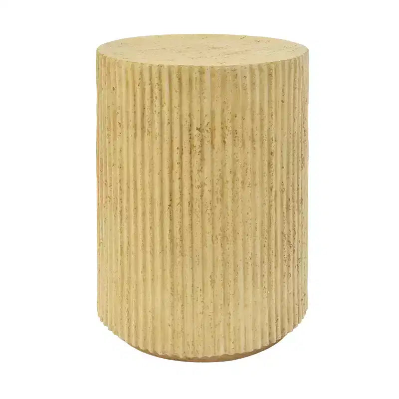 Table d'appoint cylindrique MGO, aspect bois, couleur marron antique