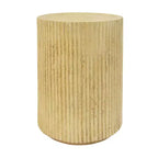 Table d'appoint cylindrique MGO, aspect bois, couleur marron antique