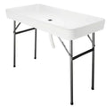 Karl Home Portable Party 4 FT. Folding Ice Cooler Table with Removable Matching Skirt and Drain Hose