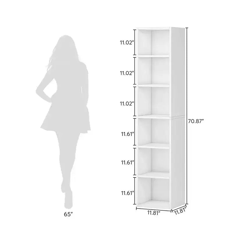 Bibliothèque étroite à 6 niveaux, noire, style ouvert, simple