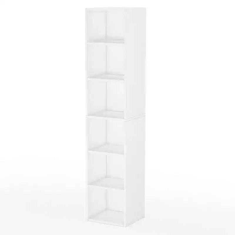 Bibliothèque étroite à 6 niveaux, noire, style ouvert, simple
