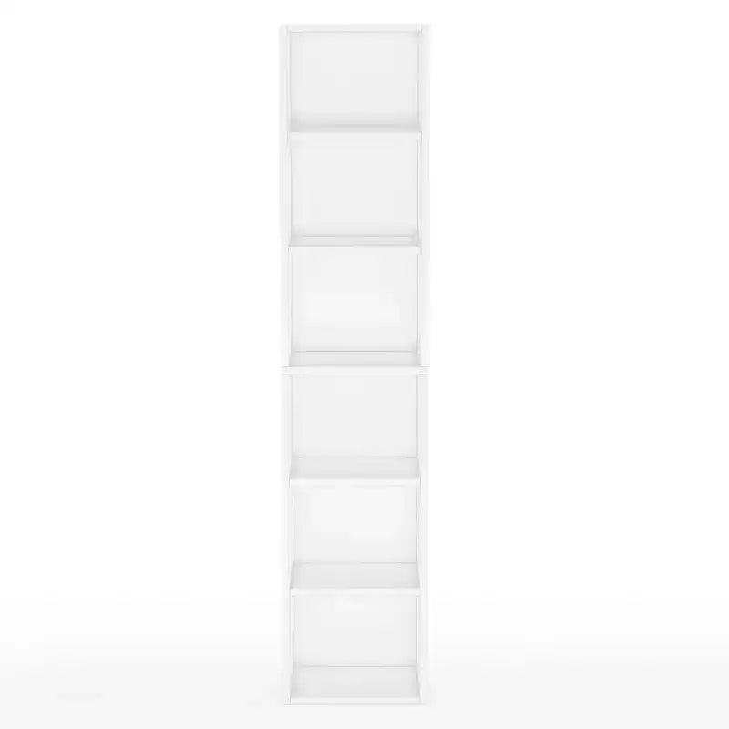 Bibliothèque étroite à 6 niveaux, noire, style ouvert, simple