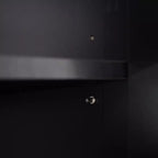 Meuble de rangement blanc autonome avec portes vitrées, 3 tiroirs et étagères réglables, montage par 1 personne