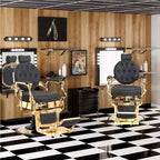 Fauteuil de barbier hydraulique vintage noir et or, une place
