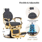 Fauteuil de barbier hydraulique vintage noir et or, une place