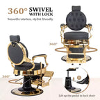 Fauteuil de barbier hydraulique vintage noir et or, une place
