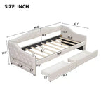 Lit de repos capitonné Twin XL avec lumières LED, Beige / Gris, 1 personne