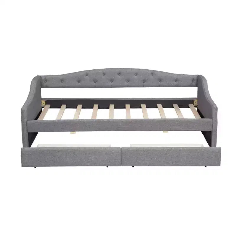Lit de repos capitonné Twin XL avec lumières LED, Beige / Gris, 1 personne