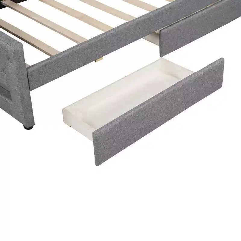 Lit de repos capitonné Twin XL avec lumières LED, Beige / Gris, 1 personne