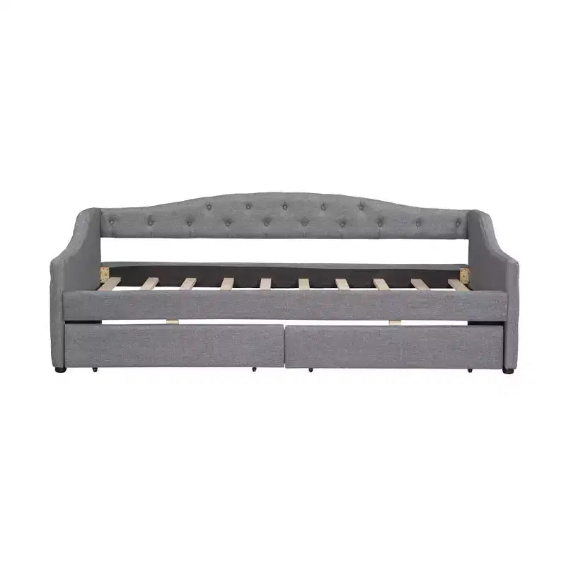 Lit de repos capitonné Twin XL avec lumières LED, Beige / Gris, 1 personne