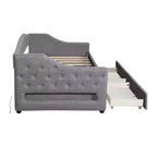 Lit de repos capitonné Twin XL avec lumières LED, Beige / Gris, 1 personne