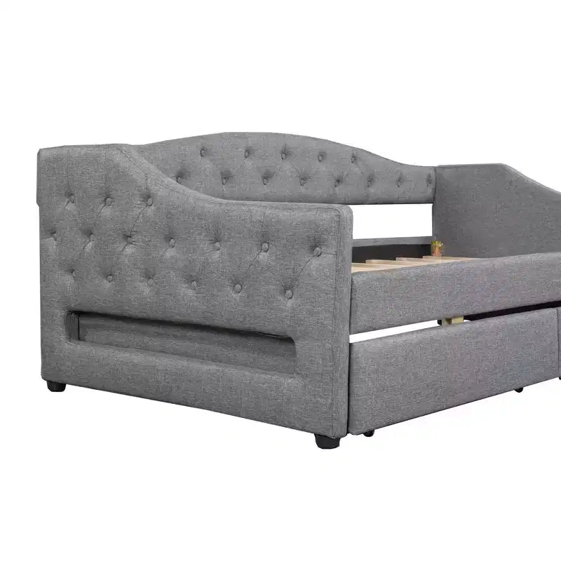 Lit de repos capitonné Twin XL avec lumières LED, Beige / Gris, 1 personne