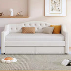Lit de repos capitonné Twin XL avec lumières LED, Beige / Gris, 1 personne