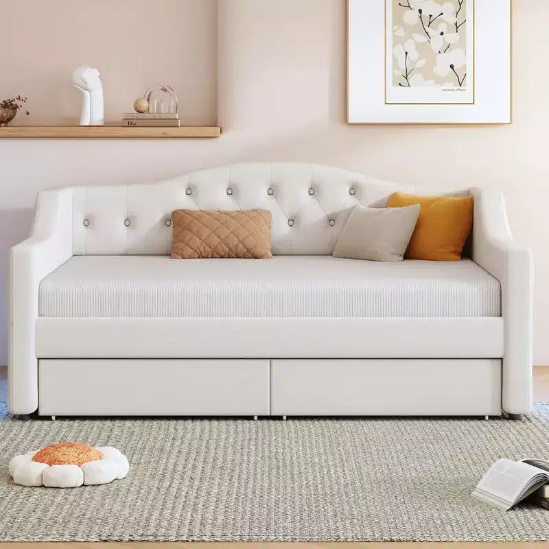Lit de repos capitonné Twin XL avec lumières LED, Beige / Gris, 1 personne