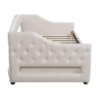 Lit de repos capitonné Twin XL avec lumières LED, Beige / Gris, 1 personne