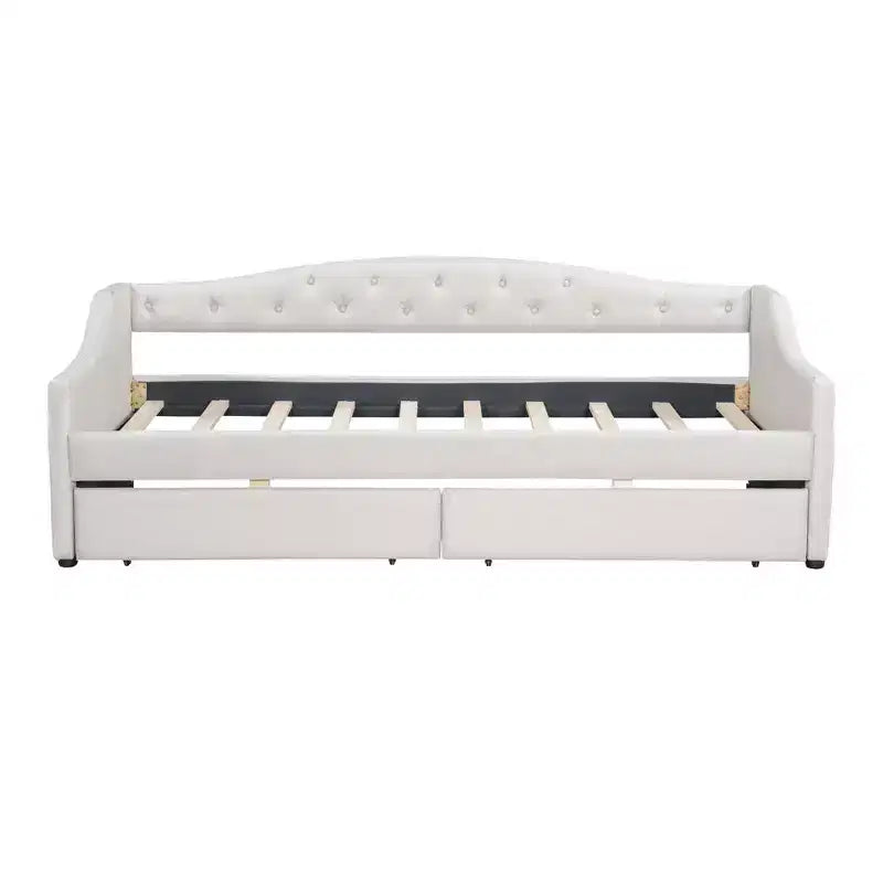 Lit de repos capitonné Twin XL avec lumières LED, Beige / Gris, 1 personne
