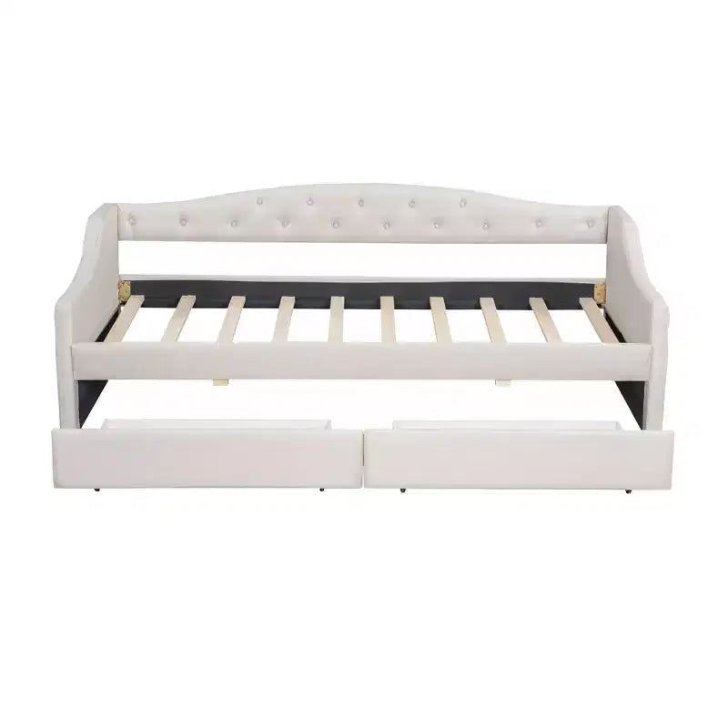 Lit de repos capitonné Twin XL avec lumières LED, Beige / Gris, 1 personne