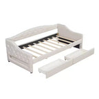 Lit de repos capitonné Twin XL avec lumières LED, Beige / Gris, 1 personne