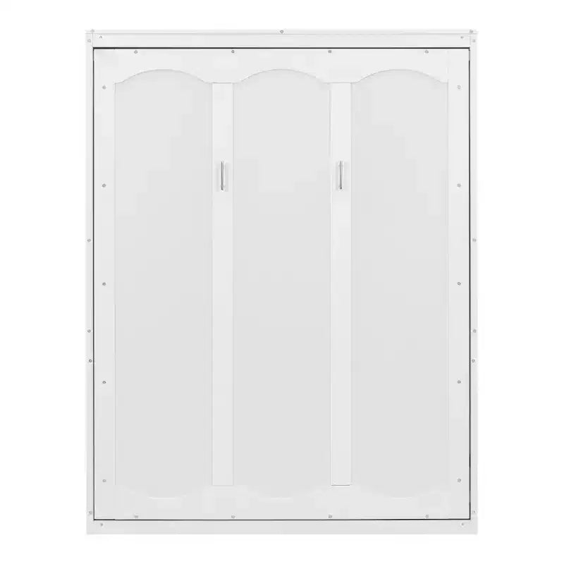Lit escamotable mural Queen gris/blanc avec armoire de rangement, 1 personne