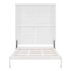Lit escamotable mural Queen gris/blanc avec armoire de rangement, 1 personne