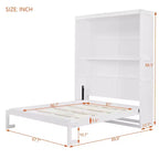 Lit escamotable mural Queen gris/blanc avec armoire de rangement, 1 personne