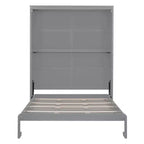 Lit escamotable mural Queen gris/blanc avec armoire de rangement, 1 personne