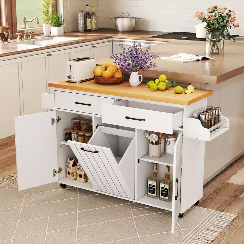 Desserte de cuisine roulante, blanc/noir, pour 2 personnes