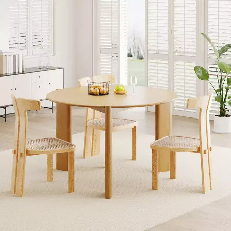 Table à manger ronde en bois massif de 42 po pour salle à manger