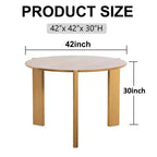 Table à manger ronde en bois massif de 42 po pour salle à manger