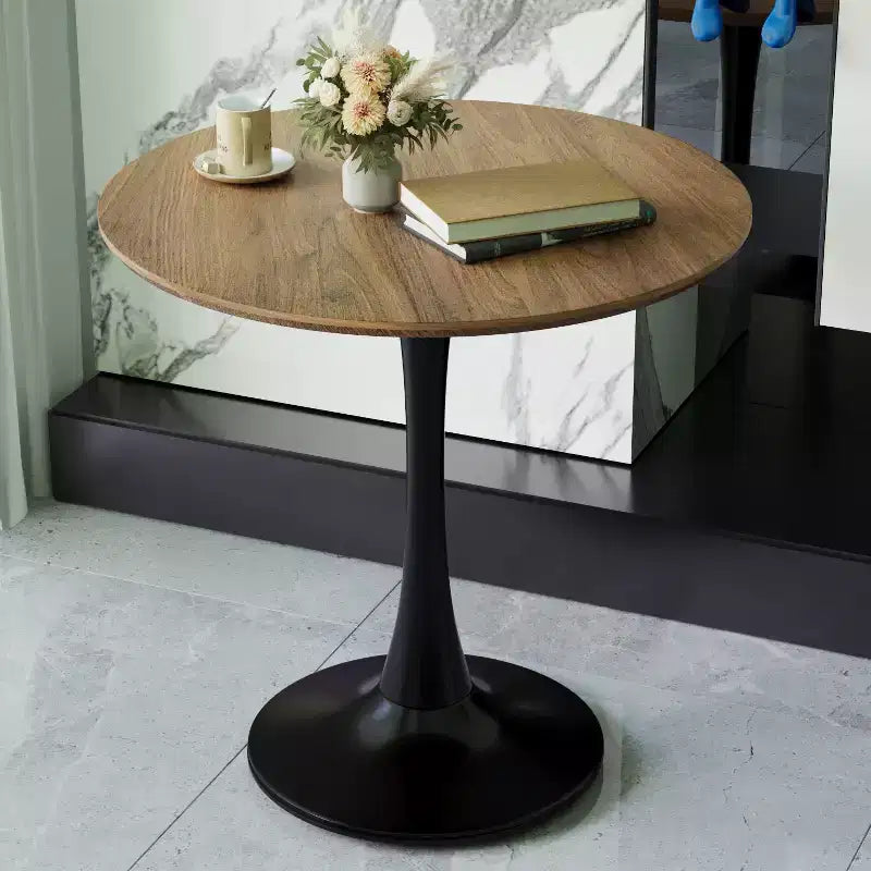 Table à manger ronde marron, pied central, 2 à 4 places