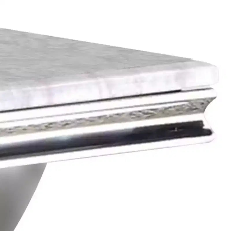 Table basse rectangulaire en marbre blanc, double piédestal chromé, 1 pièce