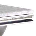 Table basse rectangulaire en marbre blanc, double piédestal chromé, 1 pièce