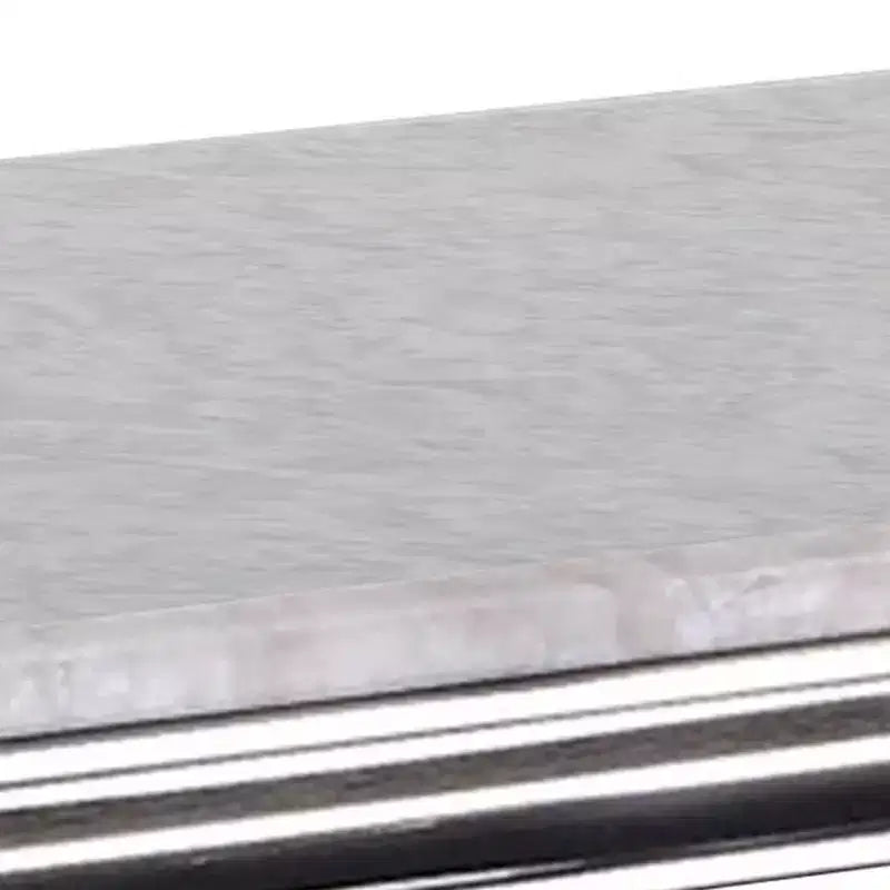 Table basse rectangulaire en marbre blanc, double piédestal chromé, 1 pièce