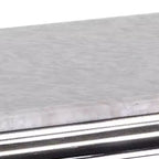 Table basse rectangulaire en marbre blanc, double piédestal chromé, 1 pièce