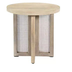 HomeRoots 22 Natural Solid Wood And Rattan Round End Table