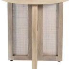 Table d'appoint ronde en rotin brun et bois, 1 pièce