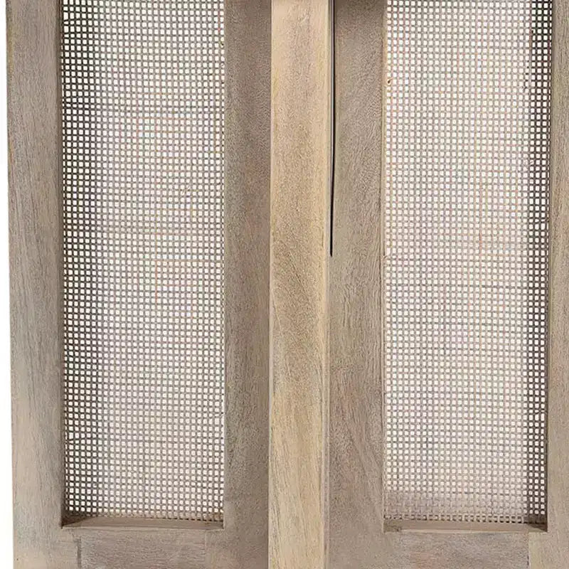 Table d'appoint ronde en rotin brun et bois, 1 pièce