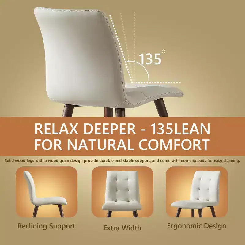 Chaise de salle à manger mi-siècle en similicuir gris, lot de 2