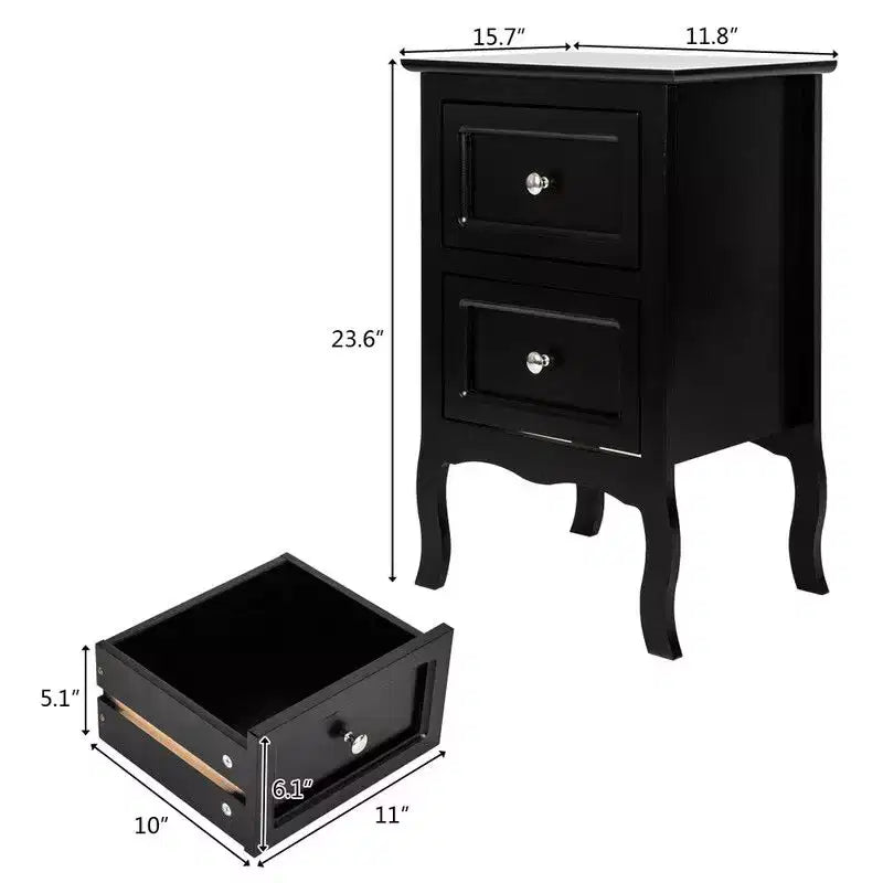 Table de chevet noire 1 pièce, simple