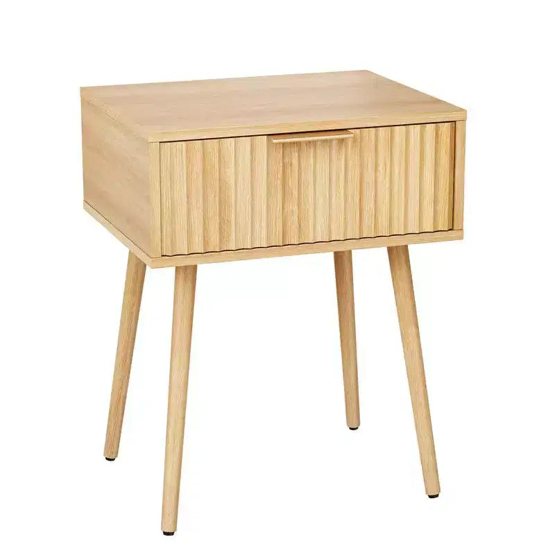 Table de chevet 1 tiroir couleur chêne grainé beige, pour 1 personne