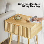Table de chevet 1 tiroir couleur chêne grainé beige, pour 1 personne