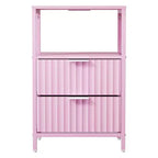 Table de chevet rose avec 2 tiroirs et 1 étagère, lot de 2
