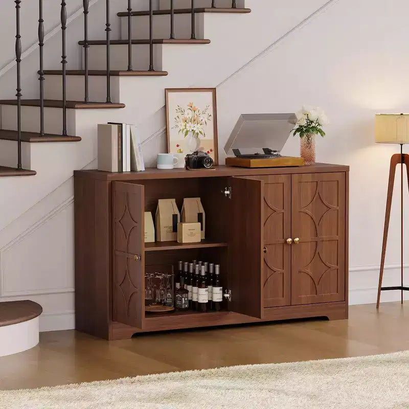 Bahut en bois noir / marron à 4 portes – 1 unité