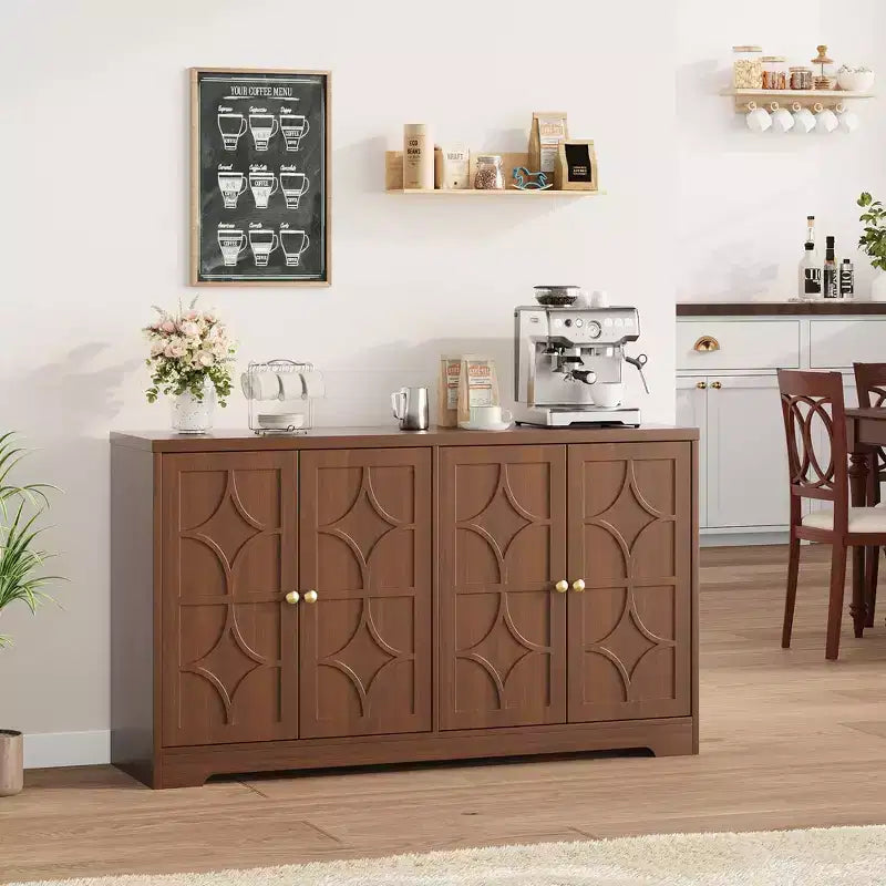 Bahut en bois noir / marron à 4 portes – 1 unité