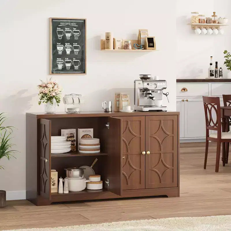Bahut en bois noir / marron à 4 portes – 1 unité