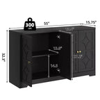 Bahut en bois noir / marron à 4 portes – 1 unité