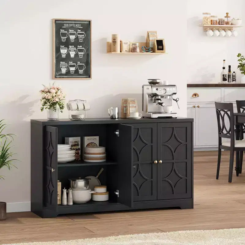 Bahut en bois noir / marron à 4 portes – 1 unité