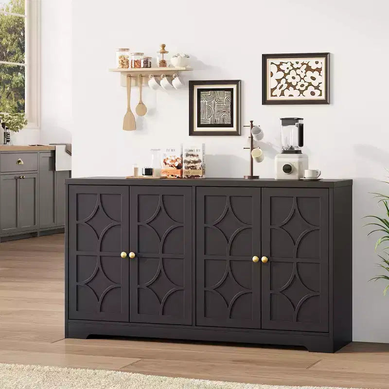Bahut en bois noir / marron à 4 portes – 1 unité